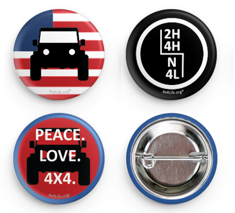 4x4Life Buttons. Buy 1, 2,or all 3!